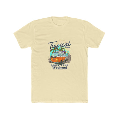 Tropical Beach Van Tee — "Enjoy Your Weekend" Vintage Surf T-Shirt