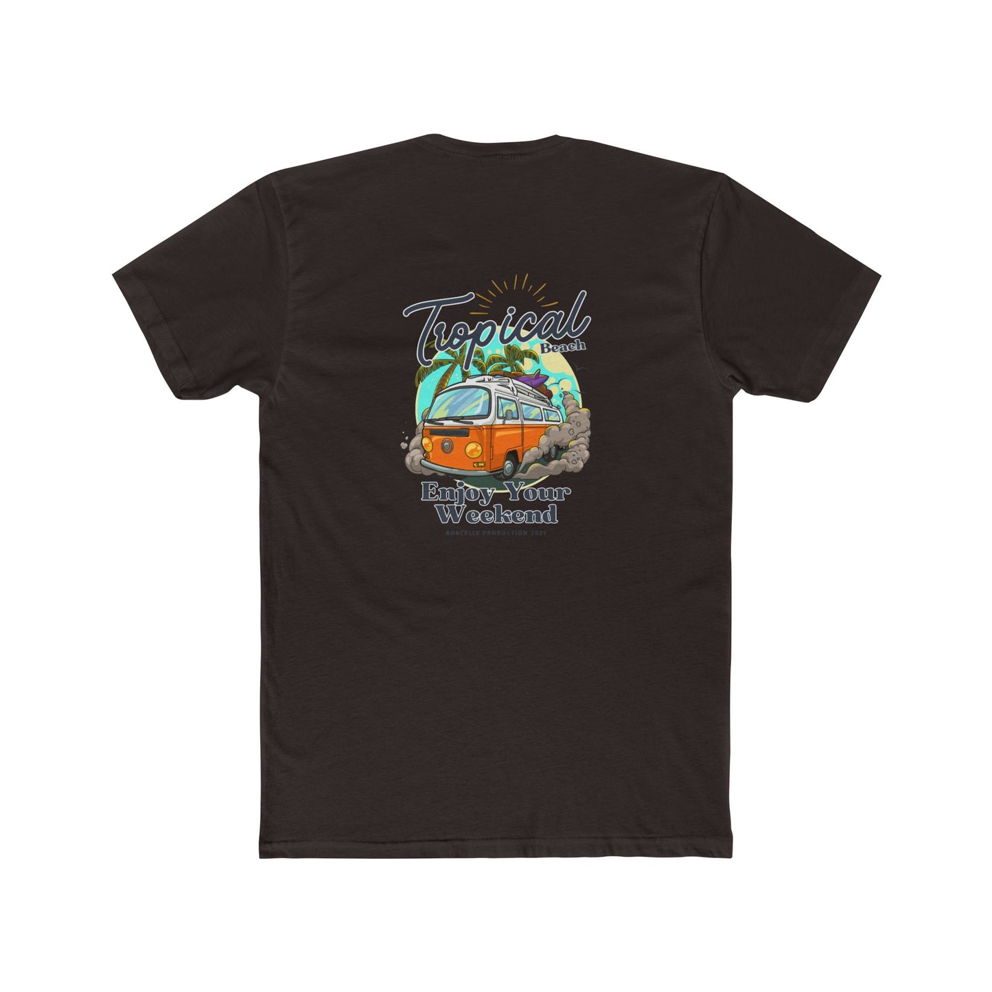 Tropical Beach Van Tee — "Enjoy Your Weekend" Vintage Surf T-Shirt
