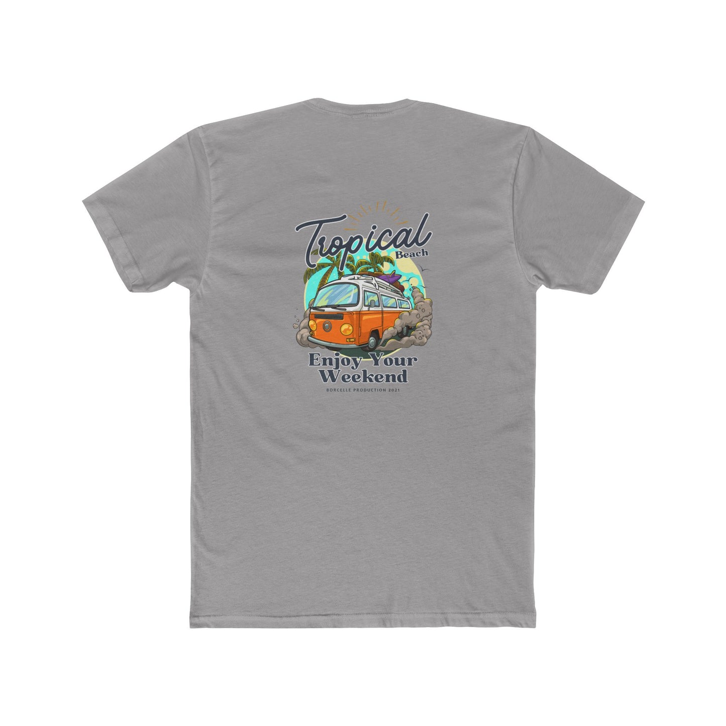 Tropical Beach Van Tee — "Enjoy Your Weekend" Vintage Surf T-Shirt