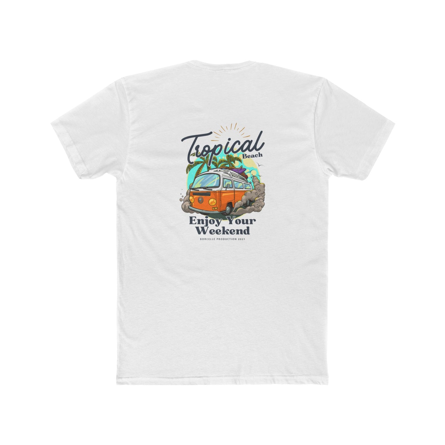 Tropical Beach Van Tee — "Enjoy Your Weekend" Vintage Surf T-Shirt