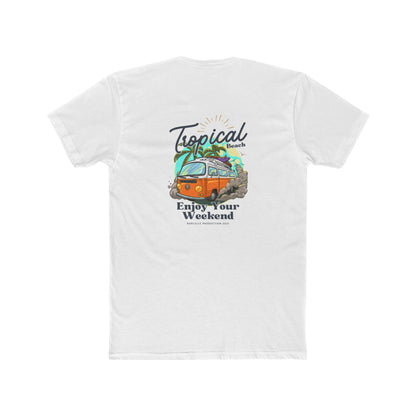 Tropical Beach Van Tee — "Enjoy Your Weekend" Vintage Surf T-Shirt