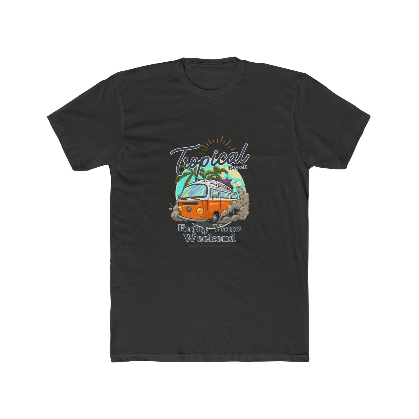 Tropical Beach Van Tee — "Enjoy Your Weekend" Vintage Surf T-Shirt