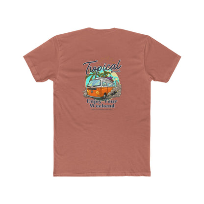 Tropical Beach Van Tee — "Enjoy Your Weekend" Vintage Surf T-Shirt