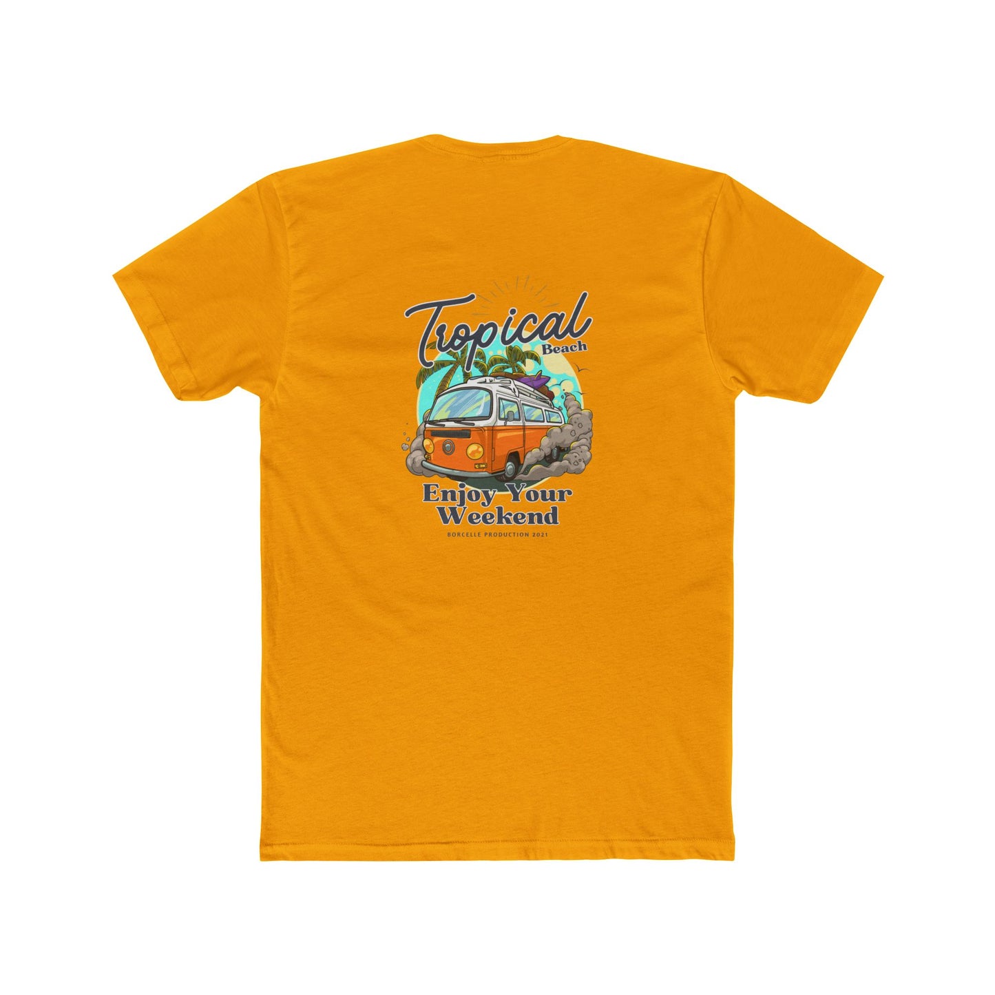 Tropical Beach Van Tee — "Enjoy Your Weekend" Vintage Surf T-Shirt