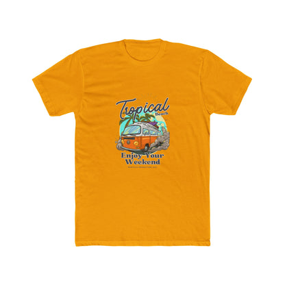 Tropical Beach Van Tee — "Enjoy Your Weekend" Vintage Surf T-Shirt