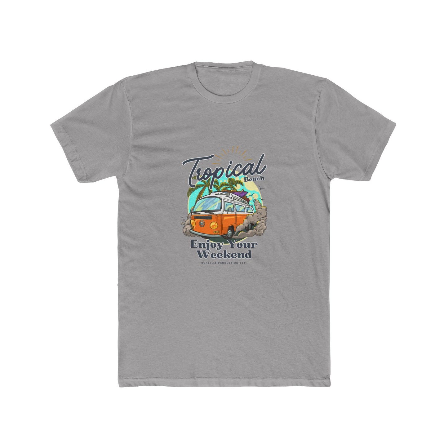 Tropical Beach Van Tee — "Enjoy Your Weekend" Vintage Surf T-Shirt
