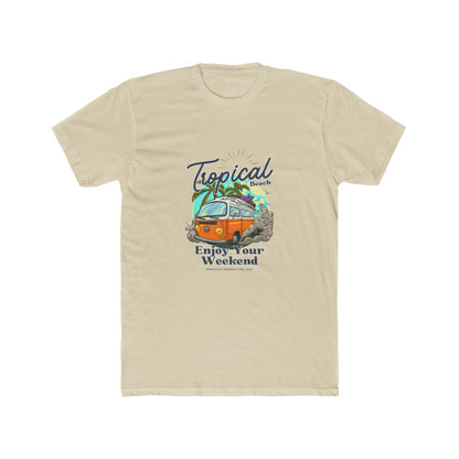Tropical Beach Van Tee — "Enjoy Your Weekend" Vintage Surf T-Shirt