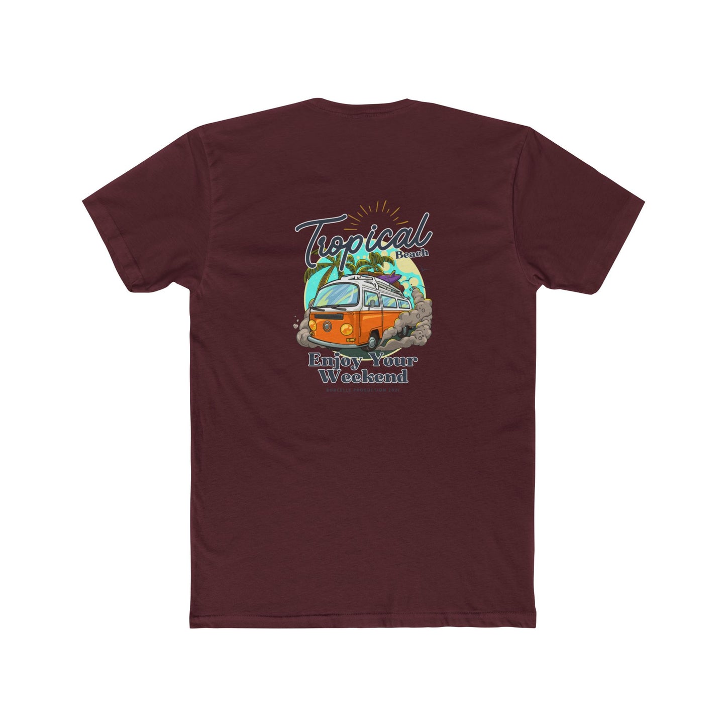 Tropical Beach Van Tee — "Enjoy Your Weekend" Vintage Surf T-Shirt