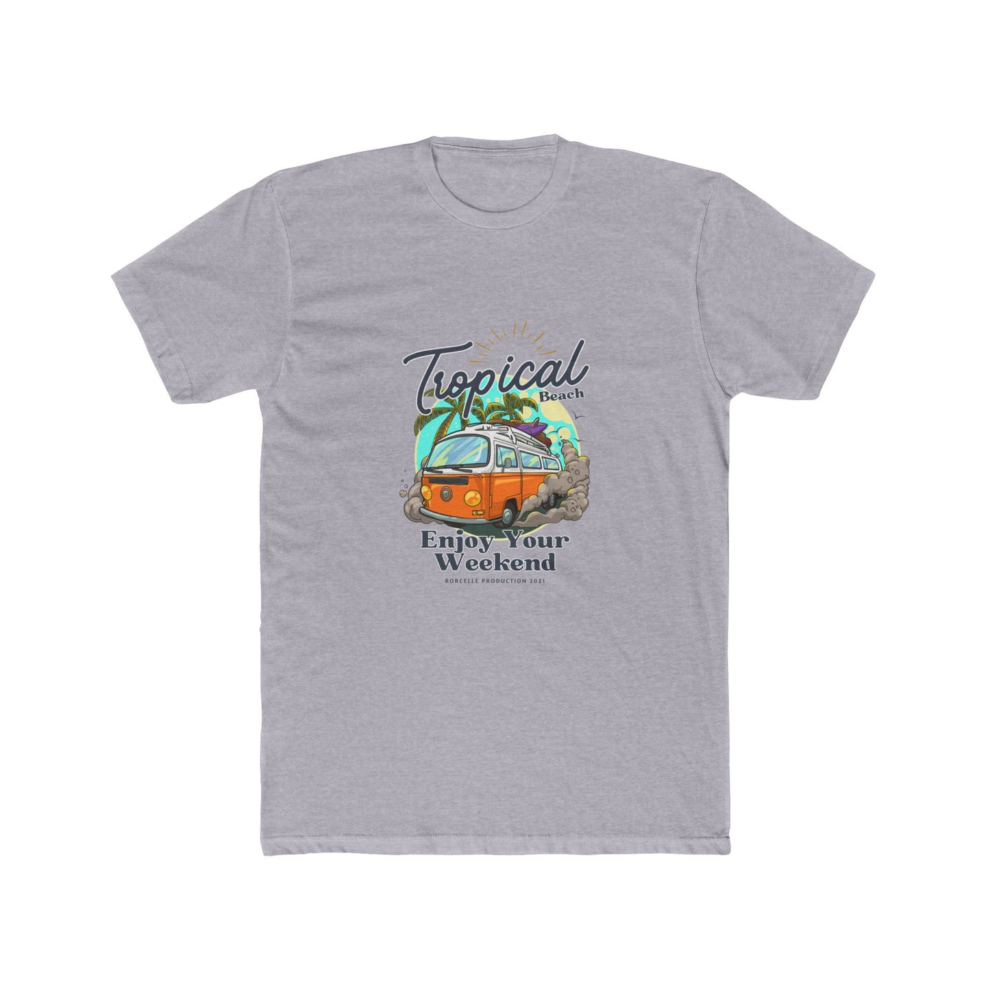 Tropical Beach Van Tee — "Enjoy Your Weekend" Vintage Surf T-Shirt