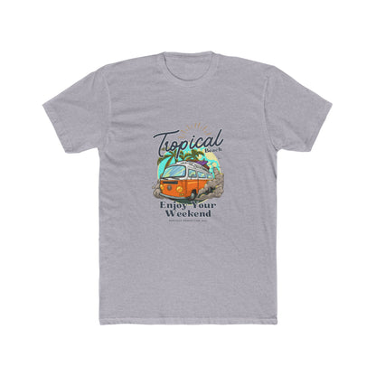 Tropical Beach Van Tee — "Enjoy Your Weekend" Vintage Surf T-Shirt