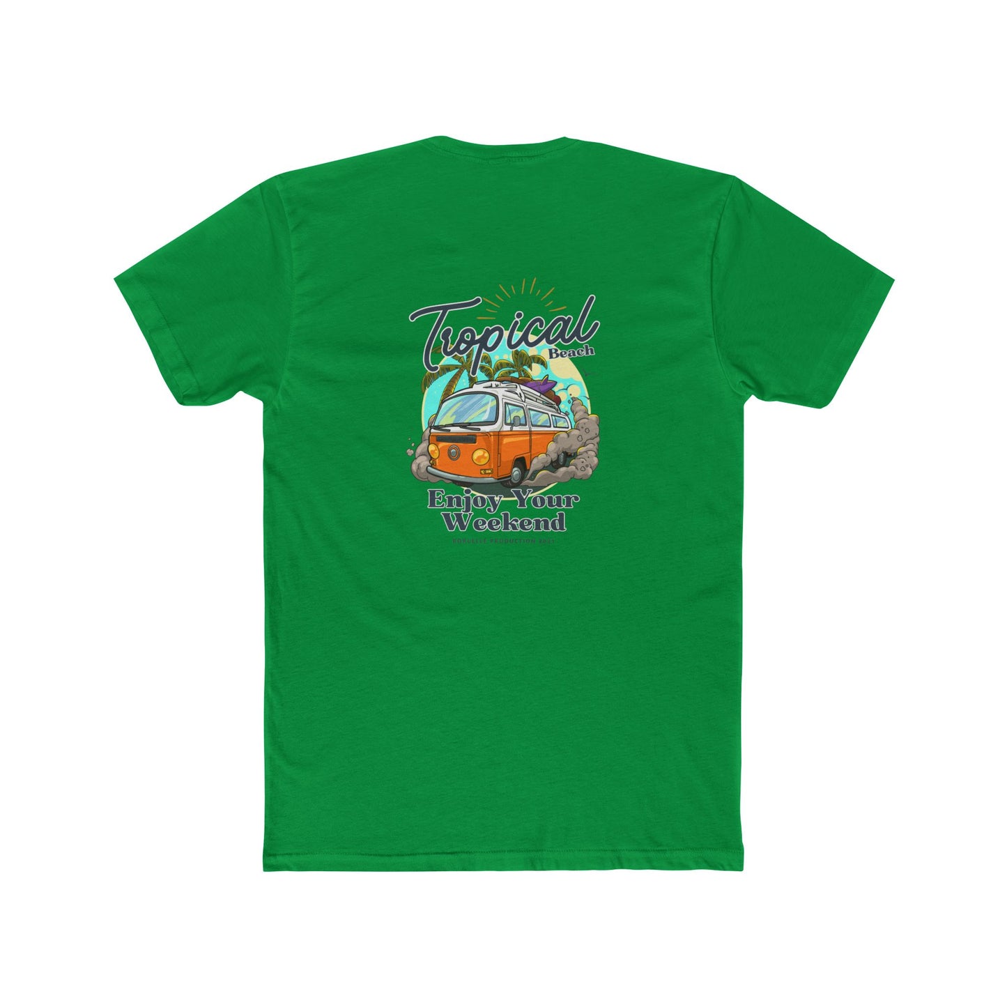 Tropical Beach Van Tee — "Enjoy Your Weekend" Vintage Surf T-Shirt