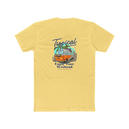 Tropical Beach Van Tee — "Enjoy Your Weekend" Vintage Surf T-Shirt