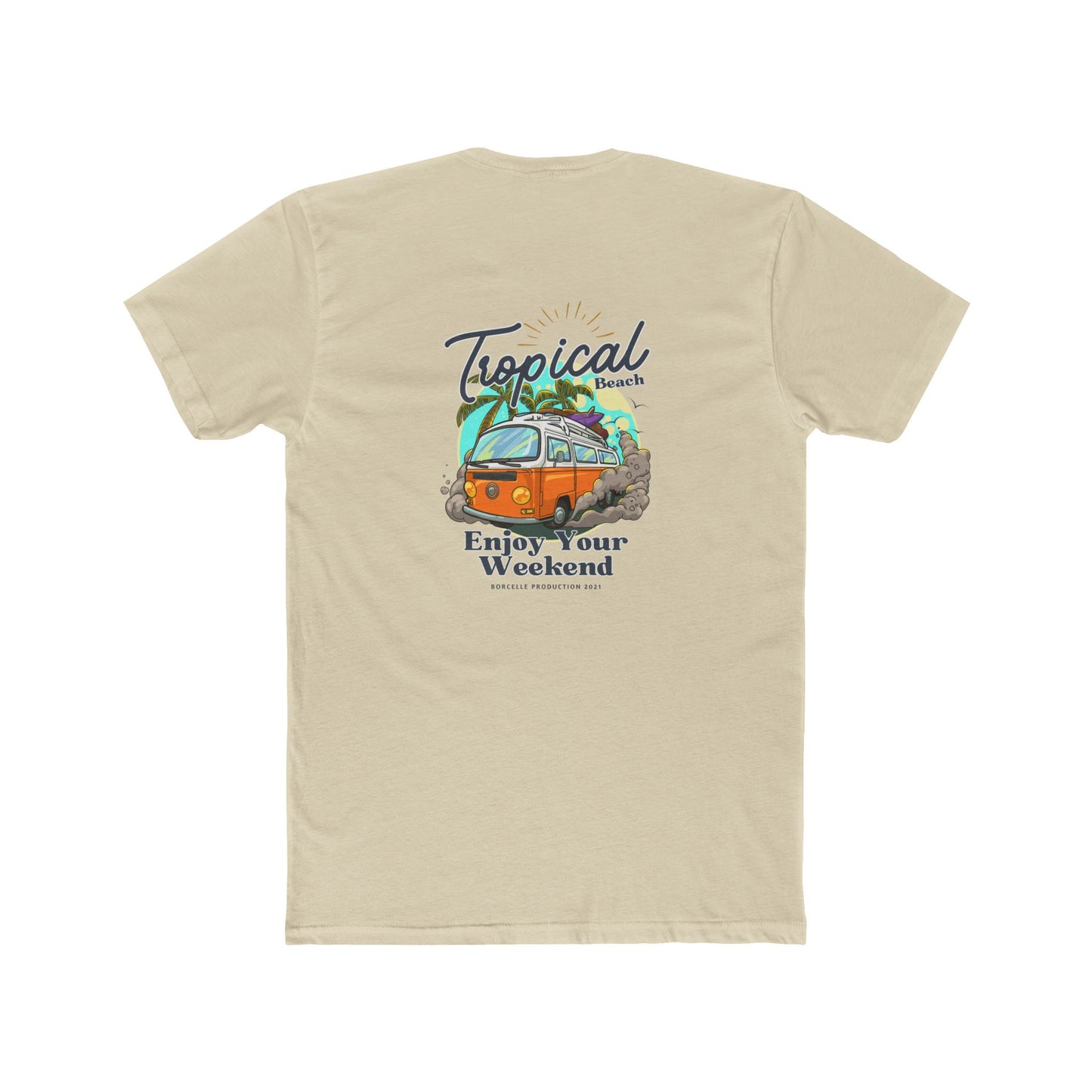 Tropical Beach Van Tee — "Enjoy Your Weekend" Vintage Surf T-Shirt