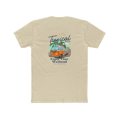 Tropical Beach Van Tee — "Enjoy Your Weekend" Vintage Surf T-Shirt