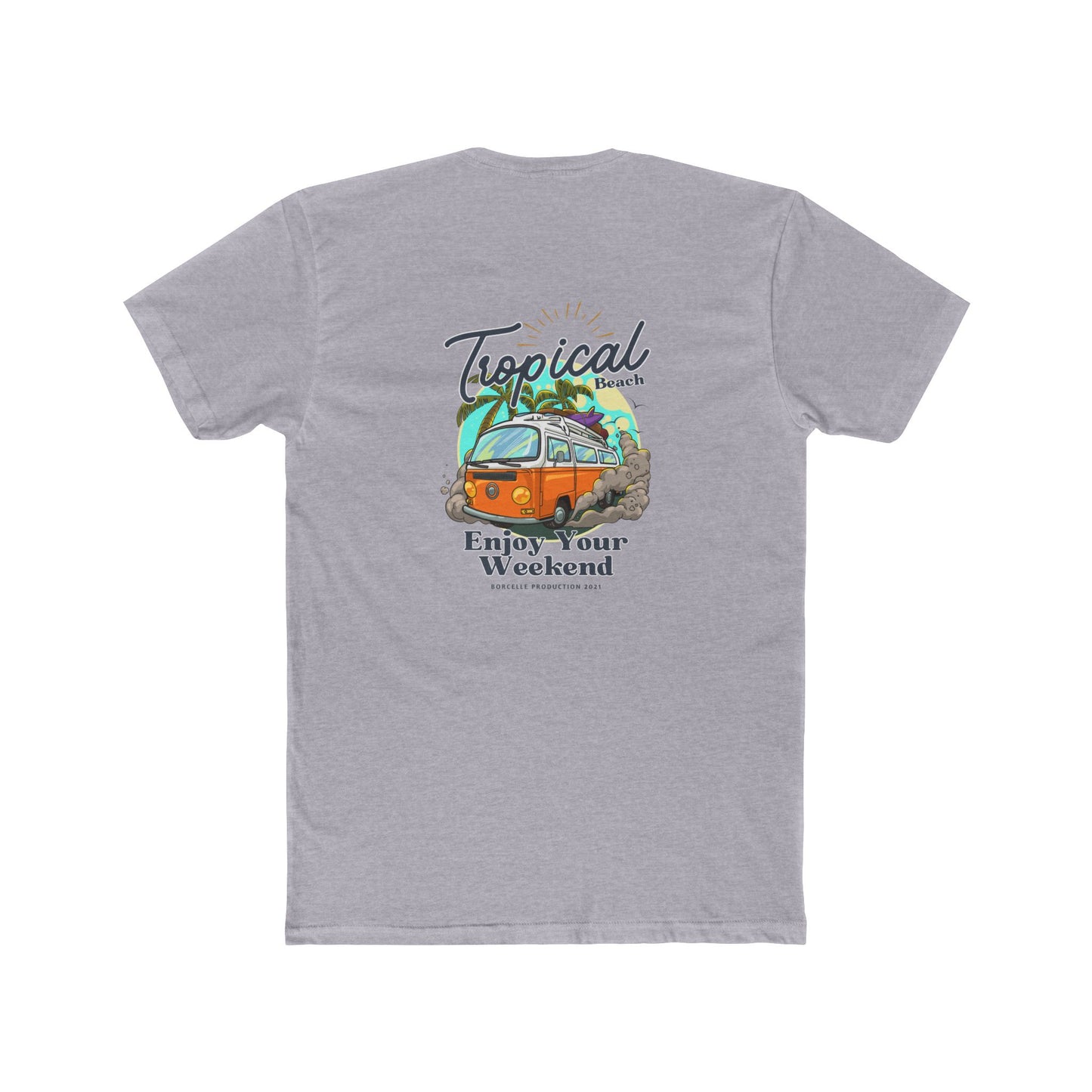 Tropical Beach Van Tee — "Enjoy Your Weekend" Vintage Surf T-Shirt