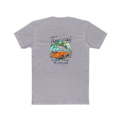 Tropical Beach Van Tee — "Enjoy Your Weekend" Vintage Surf T-Shirt