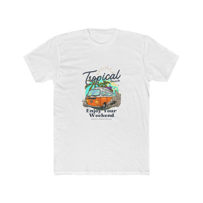 Tropical Beach Van Tee — "Enjoy Your Weekend" Vintage Surf T-Shirt