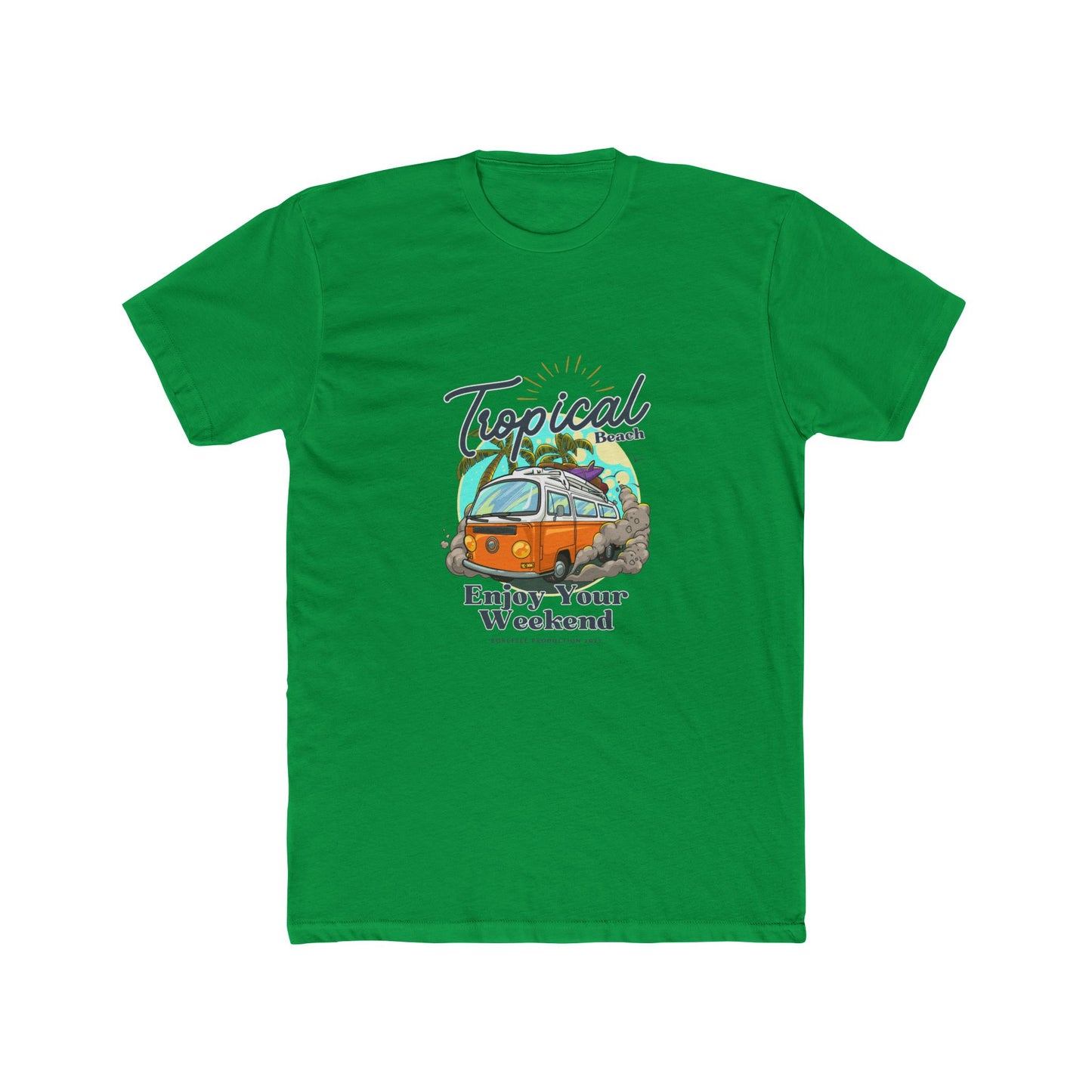 Tropical Beach Van Tee — "Enjoy Your Weekend" Vintage Surf T-Shirt