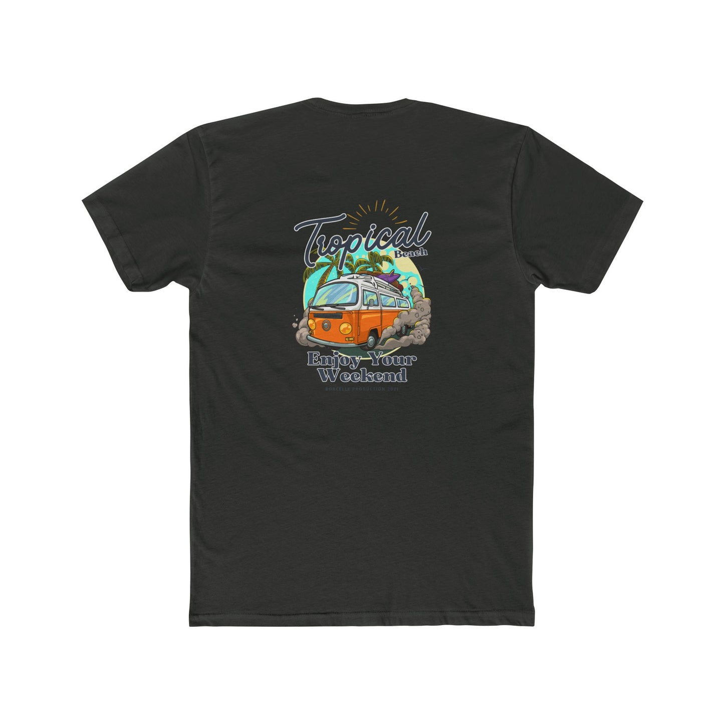 Tropical Beach Van Tee — "Enjoy Your Weekend" Vintage Surf T-Shirt