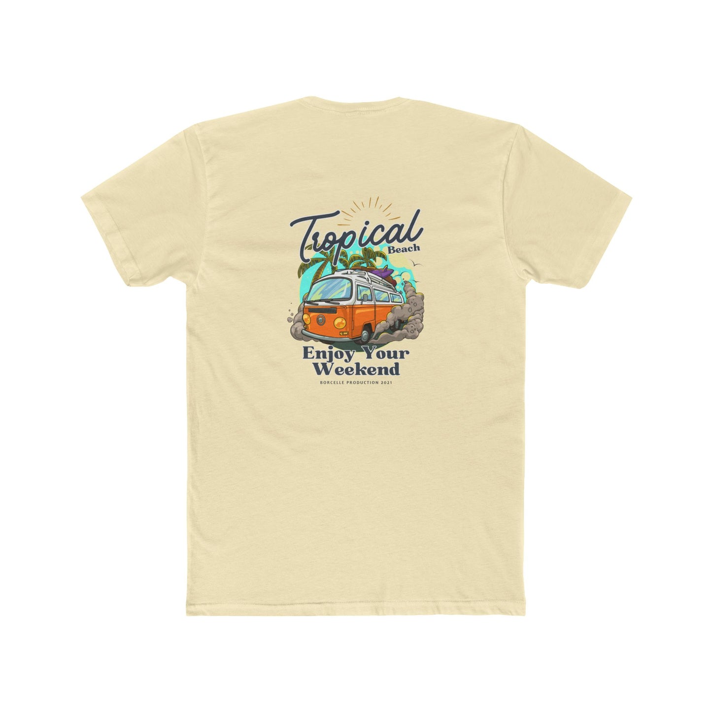 Tropical Beach Van Tee — "Enjoy Your Weekend" Vintage Surf T-Shirt