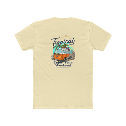 Tropical Beach Van Tee — "Enjoy Your Weekend" Vintage Surf T-Shirt